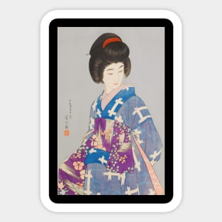 Graceful Geisha in Kimono - Japanese Vintage Art Sticker